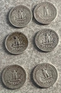 lot 99 image: 6) 1948  WASHINGTON QUARTERS 90% SILVER