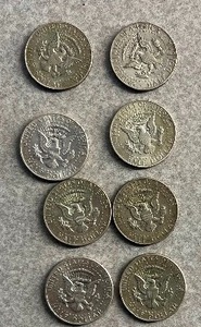 lot 95 image: 8) 1968 KENNEDY HALF DOLLARS 40% SILVER