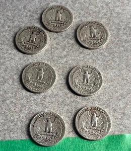 lot 102 image: 7) 1950S  WASHINGTON QUARTERS 90% SILVER