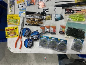 lot 9 image: TABLE FULL OF FISHING TACKLE