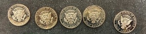 lot 143 image: 5) KENNEDY US HALF DOLLAR PROOF COINS  1978S, 1979S, 1981S, & 1988S, & 2009S