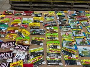 lot 161 image: HUGE TABLE FULL OF FISHING PLASTICS