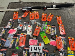 lot 144 image: SPINNERS, JIGS, PLASTICS, & ROD