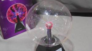 lot 14 image: Theefun Plasma Ball 8 Inch Plasma Globe Touch & Sound Sensitive Plasma Ball Lamp Electric Ball