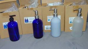 lot 130 image: 16  Mixed Cornucopia 8OZ Glass Bottles Pumps Soap Dispenser wLotion Pumps