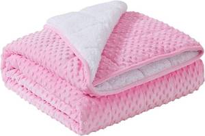 lot 5 image: Weighted Blanket 15 Pounds Pink Cozy Minky Dot and Shaggy Sherpa Queen  Fluffy Warm Soft Bedding Blanket