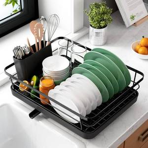 lot 8 image: Kitsure Dish Drying Rack- Space-Saving Dish Rack, Dish Racks for Kitchen Counter, Stainless Steel Kitchen Drying Rack with a Cutlery Holder, Drying Rack for Dishes, Knives, Spoons, and Forks