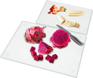 lot 29 image: Tempered Glass   Cutting Board for Countertop with Rubber Feet - Set of 2 (12x16 & 8x12) - Scratch Resistant, Heat Resistant, Non-Slip, Shatterproof