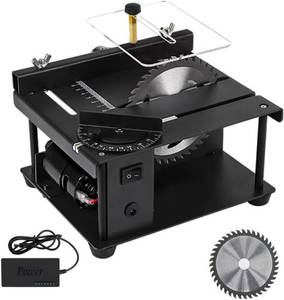 lot 59 image: 200W Mini Desktop Electric Saw, Multi-Functional Table Saw, Cutter Speed & Angle Adjustable for Wood Plastic Acrylic Cutting (Black-Basic)
