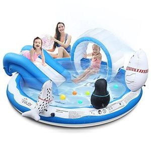 lot 68 image: Inflatable Play Center, Kiddie Pool with Slide for Children, Sprinkler, 0719710511460