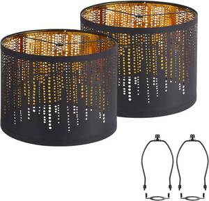 lot 78 image: Black Lampshades Set of 2, Drum Lampshades with Crystal Design