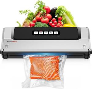 lot 79 image: Bonsenkitchen Vacuum Sealing Machine with Kit Bags & 1 Air Suction Hose, Precision and Compact Vacuum Sealer For Food Preservation with 5-in-1 Easy Presets