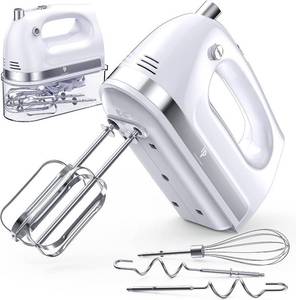 lot 81 image: Hand Mixer Electric, 400W Food Mixer 5 Speed Handheld Mixer, 5 Stainless Steel Accessories, Storage Box, Kitchen Mixer with Cord for Cream, Cookies, Dishwasher Safe