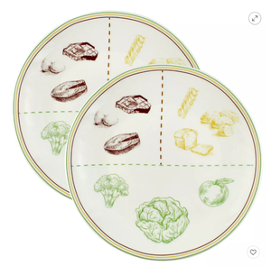 lot 91 image: Cornucopia Ceramic Portion Control Plates, 2pc Set Microwave-Safe