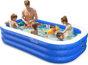 lot 101 image: Inflatable Pool, EVAJOY 118 x 72 x 20 Above Ground Pool, Kiddie Pool