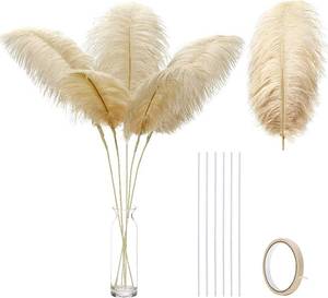 lot 104 image: Ballinger Champagne Ostrich Feathers Bulk - Making Kit 10Pcs 28 inch Large Boho Feathers for Vase, Floral Arrangement, Wedding Party Centerpieces and Home Decor