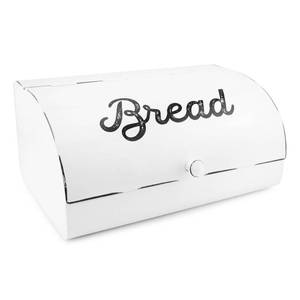 lot 115 image: AuldHome Farmhouse White Bread Box Retro Vintage Style Enamel Countertop Bread Bin