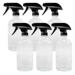 lot 122 image: 2 Packs Of 6 Cornucopia  16oz Clear Glass Spray Bottles 3-Setting Sprayer Tops and Chalk Labels