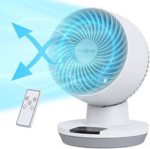 lot 139 image: Air Circulator Fan with Remote, Small Oscillating Table Fan with 8-Hour Timer, 90-Degree Tilt, 3 Speeds, LED Display, Touch Control, Quiet Desktop Fan for Bedroom, Office, Living Room, Home