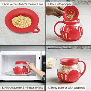 lot 150 image: Ecolution Original Microwave Micro-Pop Popcorn Popper, Borosilicate Glass,