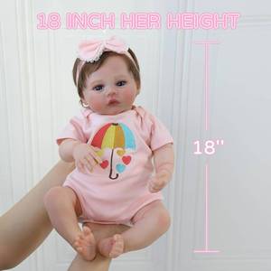lot 39 image: SCOM Lifelike Reborn Baby Dolls - Meadow 18 Inch Realistic Baby Dolls Newborn Girl Cloth Body Vinyl Limbs Gift or Toys Collection for Kids Age 3