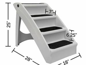 lot 55 image: Foldable Plastic Pet Ramp Freestanding Cat Dog 4 Steps Ladder Stairs PetSafe