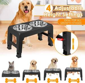 lot 75 image: URPOWER Elevated Dog Bowls 4 Height Adjustable Raised Dog Bowl with 2 Stainless Steel Dog Food Bowls Non-Slip Dog Bowl Stand Adjusts to 3.2, 8.7, 10.2, 11.8 for Small Medium Large Dogs and Pets