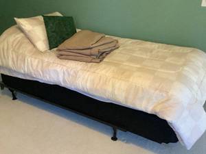 Twin Bed Frame and Linens