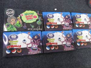 lot 51 image: 6- pks Gummy Candy Eyeballs & Brain...