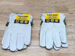 lot 22 image: Lot Of 2 Pairs Of Firm Grip Tough Working Gloves Full Grain Pigskin Leather Size Medium