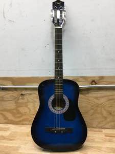 lot 29 image: YMC Quality Musical Instruments Blue Acoustic Guitar Model # BG38-AKIT