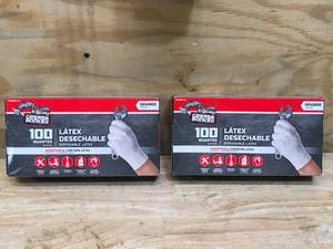 lot 75 image: GREASE MONKEY Lot of 2 Boxes of-  Disposable Latex Gloves Size Large (100 per box)