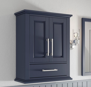 lot 6 image: allen  roth Brookview 24-in x 29-in x 10-in Royal Navy Soft Close Bathroom Wall Cabinet Model # 1789WC-24-323