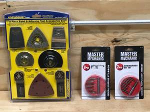 lot 68 image: Eazypower 9 Piece & Adhesive Tool Accessories Set And 2 MASTER MECHANIC 7pc Screwdriver Bit Sets