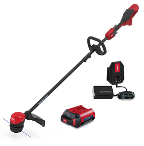 lot 108 image: TORO 60V MAX 13 in. (33.0 cm)  15 in. (38.1 cm) Brushless String Trimmer with 2.0Ah Battery Model # 51831