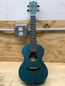 lot 116 image: Enya Soprano Ukulele Solid Concert 25D Mahogany Top Kit String Mini Guitar with Case Strap Tuner Blue Instruments Hawaii Ukelele