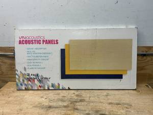 lot 122 image: UMIACOUSTICS Art Acoustic Panels 3 Pcs Flame Retardant Sound Proof Panels, 48 X 24 X 0.4 Sound Absorbing Panels- Snow White