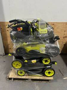 lot 164 image: RYOBI Pallet of 8- Battery Powered Lawn Mowers (Mowers Only)