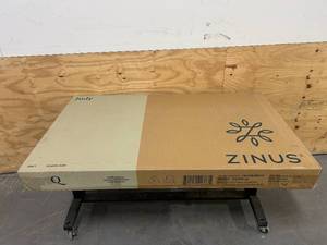 lot 5A image: Zinus Judy Upholstered Platform Bed Frame  Mattress Foundation  Wood Slat Support  No Box Spring Needed  Easy Assembly, Queen,Grey