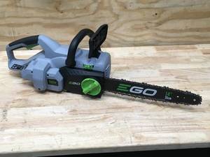 lot 187 image: EGO Power CS1400 14-Inch 56-Volt Lithium-Ion Cordless Chainsaw Model # CS1400 (Chain Oiler Does Not Work) (Battery Not Included)