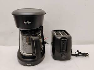 MR COFFEE 12 CUP COFFEE MAKER AND MAINSTAYS TOASTER