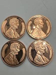 Lot of 4 Investment Grade Copper Rounds