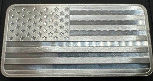 10 oz .999 Silver American Flag Bar