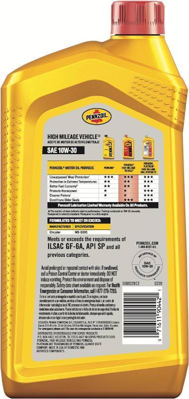 lot 159 image: NEW Pennzoil High Mileage Conventional 10W-30 Motor Oil for Vehicles Over 75K Miles (1-Quart, Case of 6)
