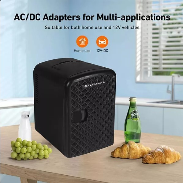 lot 187 image: NEW  Frigidaire Diamond 9 Can Mini Beverage & Skin Care Cooler - Black