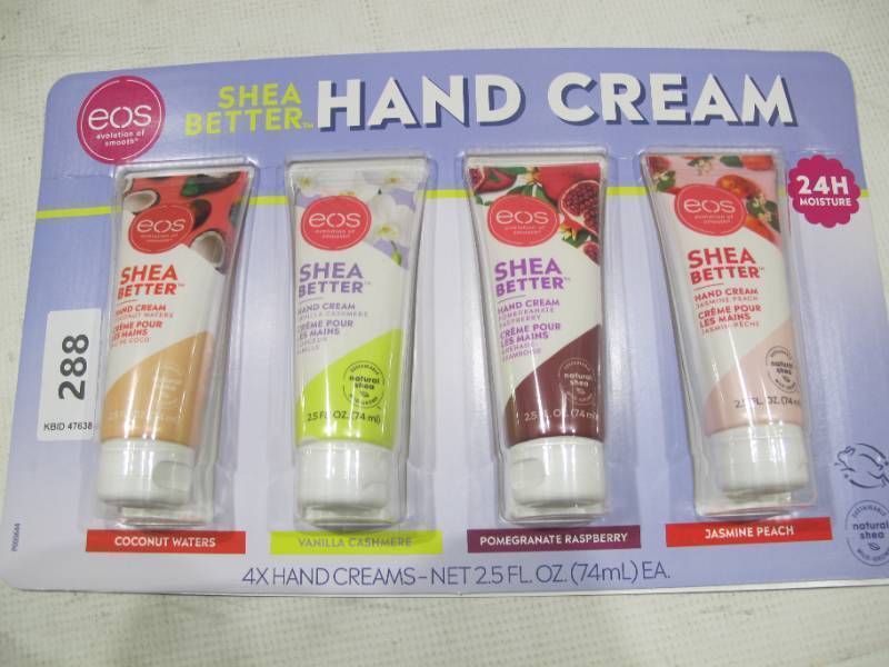 lot 359 image: NEW EOS Moisturizing Hand Cream, Holiday Collection (2.5 fl. oz., 4 pk.)