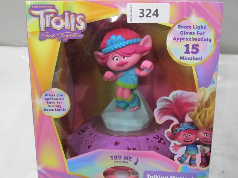 lot 324 image: NEW Dreamworks TROLLS Talking Musical Speak & Sing Room Glow NIGHT LIGHT
