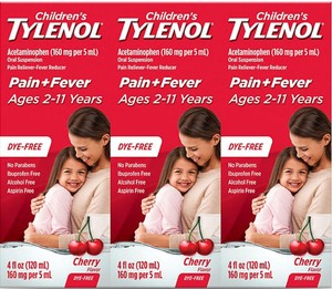 lot 150 image: NEW Childrens Tylenol Oral Suspension, Cherry (4 oz., 3 pk.)