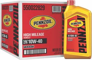 lot 217 image: NEW Pennzoil High Mileage Conventional 10W-40 Motor Oil for Vehicles Over 75K Miles (1-Quart, Case of 6)