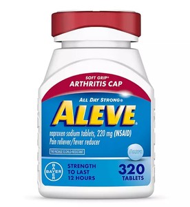 lot 220 image: NEW Aleve Pain Reliever Tablets, 220 mg Naproxen Sodium, Soft-Grip Arthritis Cap, 320 ct.